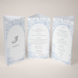 Esküvői menü és/vagy itallap/menüháromszög - Azure  Wings (kék-fehér porcelánok időtlen szépsége) - esküvő - meghívó & kártya - meghívó - Meska.hu