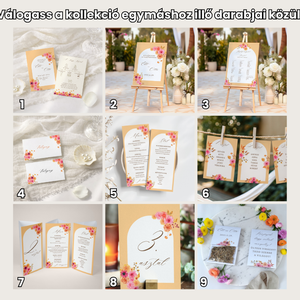 Esküvői menüháromszög/menülap/itallap/asztalszám - Color Pop Flora (színes virágos) - esküvő - meghívó & kártya - meghívó - Meska.hu