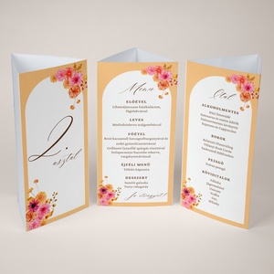 Esküvői menüháromszög/menülap/itallap/asztalszám - Color Pop Flora (színes virágos), Esküvő, Meghívó & Kártya, Meghívó, Fotó, grafika, rajz, illusztráció, MESKA