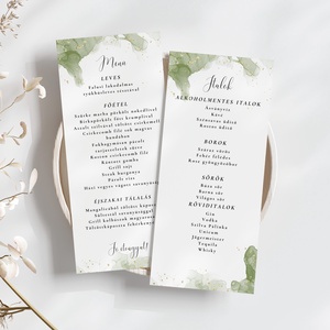 Esküvői menü és/vagy itallap/menüháromszög - Emerald Ink (smaragd zöld arany), Esküvő, Meghívó & Kártya, Meghívó, Fotó, grafika, rajz, illusztráció, MESKA