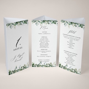 Esküvői menüháromszög/menülap/itallap/asztalszám - Eucalypt Blom(eukaliptuszos zöld), Esküvő, Meghívó & Kártya, Meghívó, Fotó, grafika, rajz, illusztráció, MESKA
