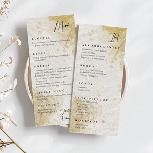 Esküvői menü és/vagy itallap/menüháromszög - Golden Glow (arany csillogó), Esküvő, Meghívó & Kártya, Meghívó, Fotó, grafika, rajz, illusztráció, MESKA