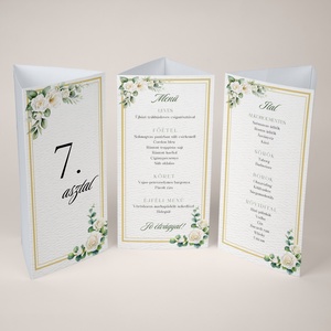 Esküvői menüháromszög/menülap/itallap/asztalszám - Golden Rose (fehér rózsás arannyal), Esküvő, Meghívó & Kártya, Meghívó, Fotó, grafika, rajz, illusztráció, MESKA