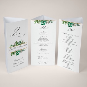 Esküvői menüháromszög/menülap/itallap/asztalszám - L�Or Vert (arany leveles), Esküvő, Meghívó & Kártya, Meghívó, Fotó, grafika, rajz, illusztráció, MESKA