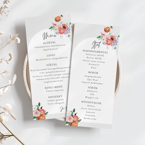 Esküvői menü és/vagy itallap/menüháromszög - Meadow Magic (pipacsos vadvirágos), Esküvő, Meghívó & Kártya, Meghívó, Fotó, grafika, rajz, illusztráció, MESKA