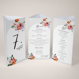 Esküvői menüháromszög/menülap/itallap/asztalszám - Meadow Magic (pipacsos vadvirágos), Esküvő, Meghívó & Kártya, Meghívó, Fotó, grafika, rajz, illusztráció, MESKA