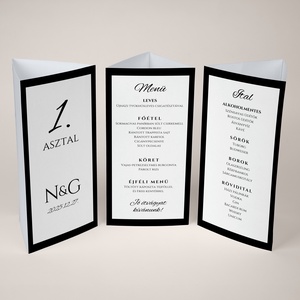 Esküvői menüháromszög/menülap/itallap/asztalszám - Noir Elegance  (modern fekete), Esküvő, Meghívó & Kártya, Meghívó, Fotó, grafika, rajz, illusztráció, MESKA