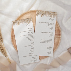 Esküvői menü és/vagy itallap/menüháromszög - Pampas Dreams  (pampafüves), Esküvő, Meghívó & Kártya, Menü, Fotó, grafika, rajz, illusztráció, MESKA