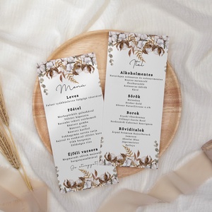 Esküvői menü és/vagy itallap/menüháromszög - Raw Silk (natúr gyapotos), Esküvő, Meghívó & Kártya, Menü, Fotó, grafika, rajz, illusztráció, MESKA
