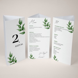 Esküvői menüháromszög/menülap/itallap/asztalszám - Soft Sage (zsályazöld leveles), Esküvő, Meghívó & Kártya, Meghívó, Fotó, grafika, rajz, illusztráció, MESKA