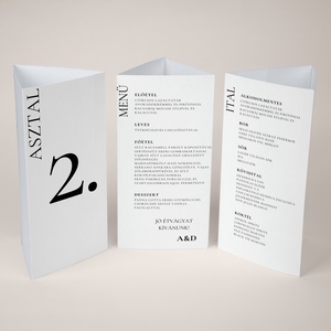 Esküvői menüháromszög/menülap/itallap/asztalszám - The Black Type (minimalista modern), Esküvő, Meghívó & Kártya, Meghívó, Fotó, grafika, rajz, illusztráció, MESKA