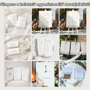 Esküvői menü és/vagy itallap/menüháromszög - Vadvirág liget (színes vadvirágos) - esküvő - meghívó & kártya - meghívó - Meska.hu