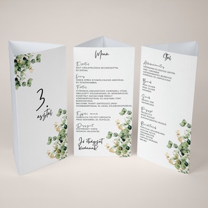 Esküvői menü és/vagy itallap/menüháromszög - Verde Oro (eukaliptuszos arany) - esküvő - meghívó & kártya - meghívó - Meska.hu