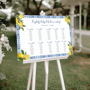 Esküvői tábla /köszöntőtábla/ültetésrend tábla/programtábla - Amalfi Ceramica (kék amalfi partos citromos) - esküvő - dekoráció - tábla & jelzés - Meska.hu