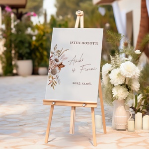 Esküvői tábla /köszöntőtábla/ültetésrend tábla/programtábla - Antique Bloom (terrakotta virágos), Esküvő, Dekoráció, Tábla & Jelzés, Fotó, grafika, rajz, illusztráció, MESKA