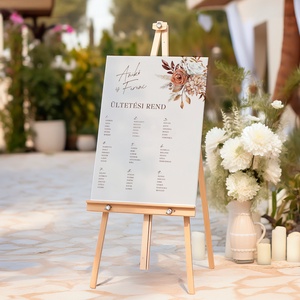 Esküvői tábla /köszöntőtábla/ültetésrend tábla/programtábla - Antique Bloom (terrakotta virágos) - esküvő - dekoráció - tábla & jelzés - Meska.hu
