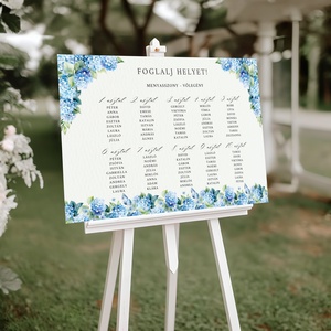 Esküvői tábla /köszöntőtábla/ültetésrend tábla/programtábla - Blue Dream (kék hortenziás) - esküvő - dekoráció - tábla & jelzés - Meska.hu