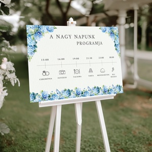 Esküvői tábla /köszöntőtábla/ültetésrend tábla/programtábla - Blue Dream (kék hortenziás) - esküvő - dekoráció - tábla & jelzés - Meska.hu