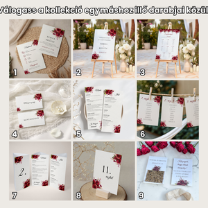 Esküvői tábla /köszöntőtábla/ültetésrend tábla/programtábla - Burgundy Bliss (bordó virágos) - esküvő - dekoráció - tábla & jelzés - Meska.hu