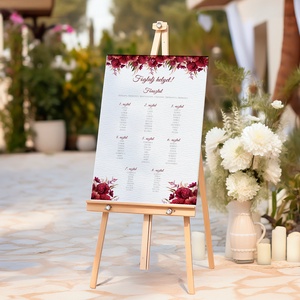 Esküvői tábla /köszöntőtábla/ültetésrend tábla/programtábla - Burgundy Bliss (bordó virágos) - esküvő - dekoráció - tábla & jelzés - Meska.hu