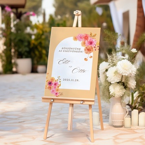 Esküvői tábla /köszöntőtábla/ültetésrend tábla/programtábla - Color Pop Flora (színes virágos), Esküvő, Dekoráció, Tábla & Jelzés, Fotó, grafika, rajz, illusztráció, MESKA