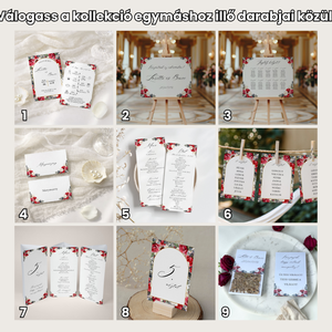 Esküvői tábla /köszöntőtábla/ültetésrend tábla/programtábla - Essence (piros rózsás) - esküvő - dekoráció - tábla & jelzés - Meska.hu