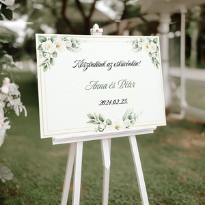 Esküvői tábla /köszöntőtábla/ültetésrend tábla/programtábla - Golden Rose (fehér rózsás), Esküvő, Dekoráció, Tábla & Jelzés, Fotó, grafika, rajz, illusztráció, MESKA