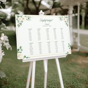 Esküvői tábla /köszöntőtábla/ültetésrend tábla/programtábla - Golden Rose (fehér rózsás) - esküvő - dekoráció - tábla & jelzés - Meska.hu