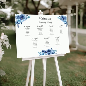 Esküvői tábla /köszöntőtábla/ültetésrend tábla/programtábla - Indigo Mood (indigó virágos) - esküvő - dekoráció - tábla & jelzés - Meska.hu