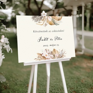 Esküvői tábla /köszöntőtábla/ültetésrend tábla/programtábla - Infinite Bloom (boho szárazvirágos), Esküvő, Dekoráció, Tábla & Jelzés, Fotó, grafika, rajz, illusztráció, MESKA