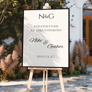 Esküvői tábla /köszöntőtábla/ültetésrend tábla/programtábla - Noir Elegance (modern fekete), Esküvő, Dekoráció, Tábla & Jelzés, Fotó, grafika, rajz, illusztráció, MESKA