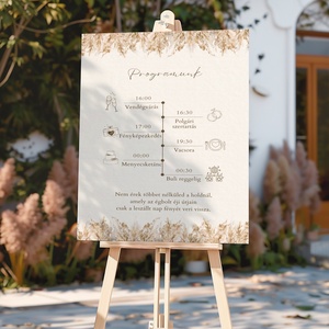 Esküvői tábla /köszöntőtábla/ültetésrend tábla/programtábla - Pampas Dreams (pampafüves natúr) - esküvő - dekoráció - tábla & jelzés - Meska.hu