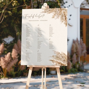 Esküvői tábla /köszöntőtábla/ültetésrend tábla/programtábla - Pampas Dreams (pampafüves natúr) - esküvő - dekoráció - tábla & jelzés - Meska.hu