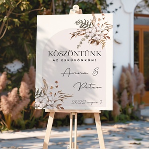 Esküvői tábla /köszöntőtábla/ültetésrend tábla/programtábla - Raw Silk (natúr gyapotos), Esküvő, Dekoráció, Tábla & Jelzés, Fotó, grafika, rajz, illusztráció, MESKA