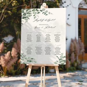 Esküvői tábla /köszöntőtábla/ültetésrend tábla/programtábla - Silver Dollar (eukaliptuszos) - esküvő - dekoráció - tábla & jelzés - Meska.hu