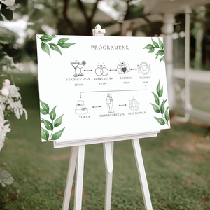 Esküvői tábla /köszöntőtábla/ültetésrend tábla/programtábla - Soft Sage (zsályazöld leveles) - esküvő - dekoráció - tábla & jelzés - Meska.hu