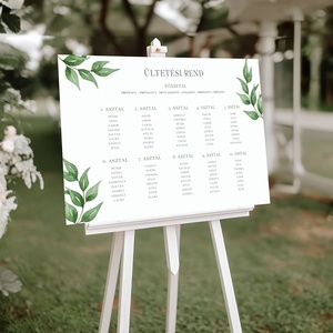 Esküvői tábla /köszöntőtábla/ültetésrend tábla/programtábla - Soft Sage (zsályazöld leveles) - esküvő - dekoráció - tábla & jelzés - Meska.hu