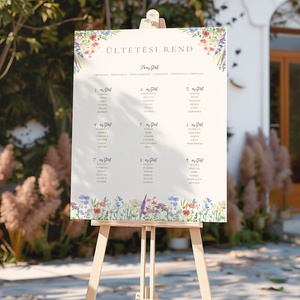 Esküvői tábla /köszöntőtábla/ültetésrend tábla/programtábla - Vadvirág liget (színes vadvirágos) - esküvő - dekoráció - tábla & jelzés - Meska.hu