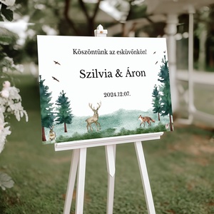 Esküvői tábla /köszöntőtábla/ültetésrend tábla/programtábla - Woodland Tale (erdei állatos), Esküvő, Dekoráció, Tábla & Jelzés, Fotó, grafika, rajz, illusztráció, MESKA