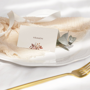 Esküvői ültetőkártya/ ültető / névkártya / asztali névkártya / vendég névtábla - Antique Bloom (terrakotta virágos), Esküvő, Meghívó & Kártya, Meghívó, Fotó, grafika, rajz, illusztráció, MESKA