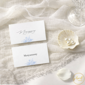 Esküvői ültetőkártya/ ültető / névkártya / asztali névkártya / vendég névtábla - Azure Wings (kék porcelán), Esküvő, Meghívó & Kártya, Meghívó, Fotó, grafika, rajz, illusztráció, MESKA