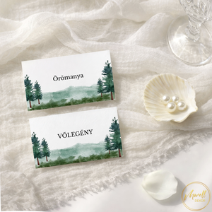 Esküvői ültetőkártya/ ültető / névkártya / asztali névkártya / vendég névtábla - Woodland Tale (erdei állatos), Esküvő, Meghívó & Kártya, Meghívó, Fotó, grafika, rajz, illusztráció, MESKA