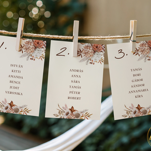 Esküvői ültetőkártya/ ültető / névkártya / asztali névkártya / vendég névtábla - Antique Bloom (terrakotta virágos), Esküvő, Meghívó & Kártya, Meghívó, Fotó, grafika, rajz, illusztráció, MESKA