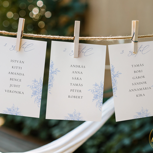 Esküvői ültetőkártya/ ültető / névkártya / asztali névkártya / vendég névtábla -Azure Wings (kék porcelán), Esküvő, Meghívó & Kártya, Meghívó, Fotó, grafika, rajz, illusztráció, MESKA