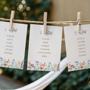 Esküvői ültetőkártya/ ültető / névkártya / asztali névkártya / vendég névtábla - Vadvirág liget (színes vadvirágos), Esküvő, Meghívó & Kártya, Meghívó, Fotó, grafika, rajz, illusztráció, MESKA