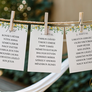 Esküvői ültetőkártya/ ültető / névkártya / asztali névkártya / vendég névtábla - Summer Sorbet (citromos virágos), Esküvő, Meghívó & Kártya, Meghívó, Fotó, grafika, rajz, illusztráció, MESKA