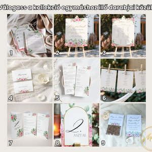 Esküvő asztalszám / asztaljelölő / asztalszám kártya / asztalszámozás /  asztali de - Springer Roses (rózsaszín virágos) - esküvő - meghívó & kártya - meghívó - Meska.hu