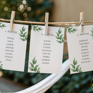 Esküvői ültetőkártya/ ültető / névkártya / asztali névkártya / vendég névtábla - Soft Sage (zsályazöld leveles), Esküvő, Meghívó & Kártya, Meghívó, Fotó, grafika, rajz, illusztráció, MESKA