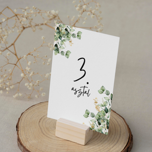 Esküvő asztalszám/asztaljelölő/asztalszám kártya/asztalszámozás/asztali dekoráció - Verde Oro (eukaliptuszos arany), Esküvő, Meghívó & Kártya, Meghívó, Fotó, grafika, rajz, illusztráció, MESKA