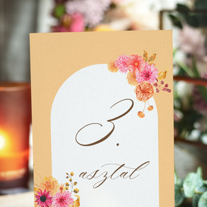  Esküvő asztalszám/asztaljelölő/asztalszám kártya/asztalszámozás/asztali dekoráció- Color Pop Flora (színes virágos), Esküvő, Meghívó & Kártya, Meghívó, Fotó, grafika, rajz, illusztráció, MESKA